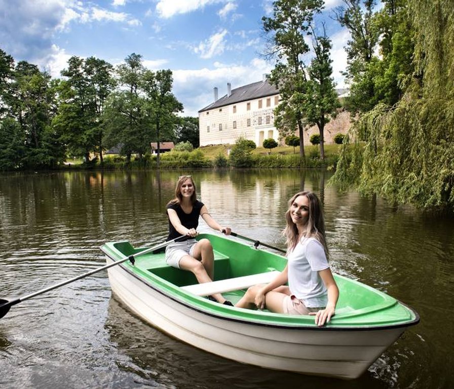 Boats on the lake at Chateau Orlice